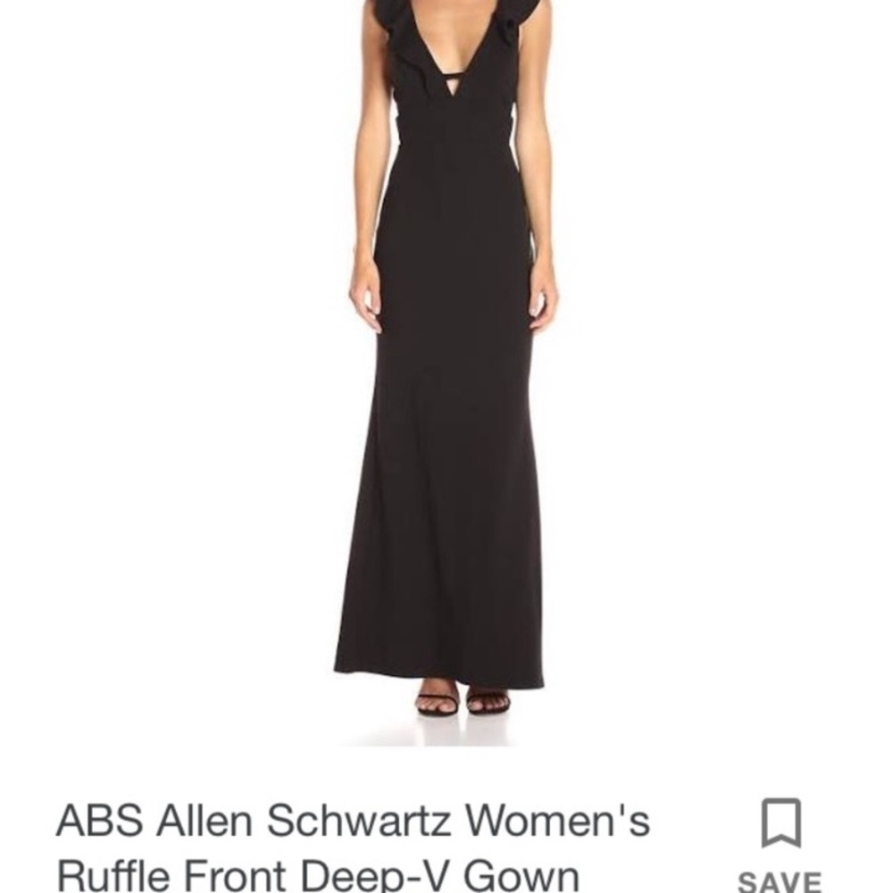 NWT black ABS Allen Schwartz ruffle gown
